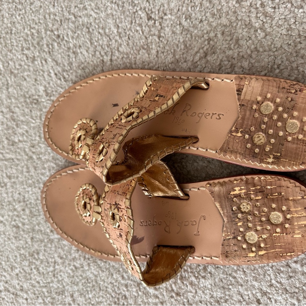 Jack Rogers Women's Cork and Gold Sandals - Picture 2 of 2